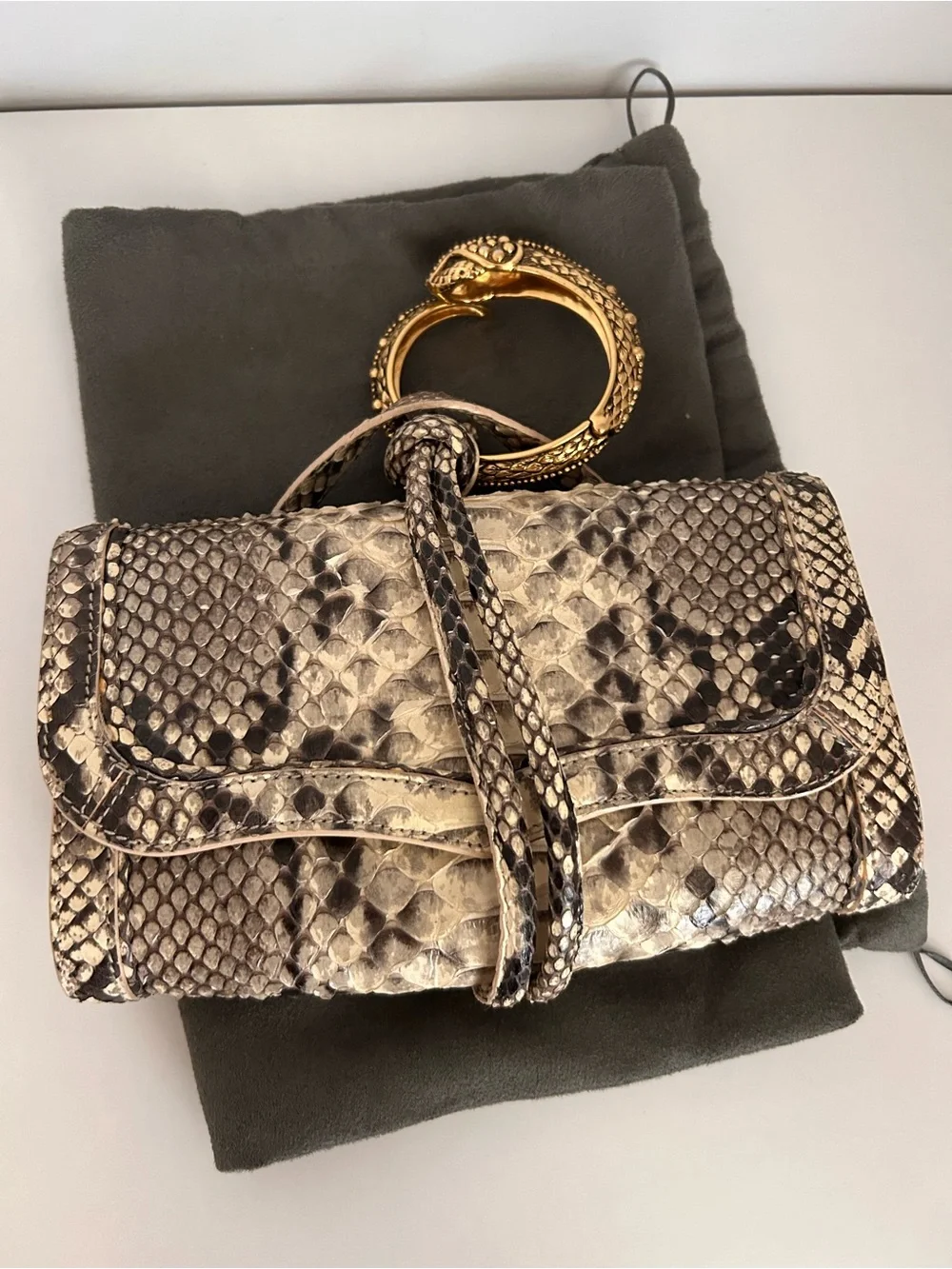 Roberto Cavalli Rare Python Clutch & Bracelet